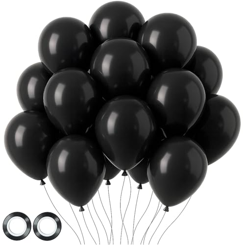Voircoloria 105pcs Black Balloons 12inch Party Latex Balloons for Birthday Graduation Baby Shower Anniversary New Year Holiday Party Decorations - color: 04 Black, size: 12 inch - 105pcs