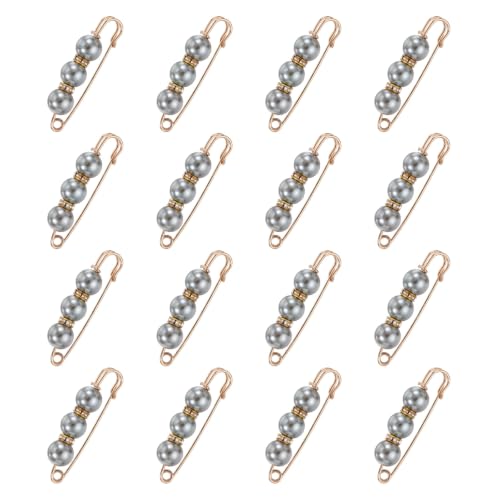 MECCANIXITY Pearl Brooch Pins, Decorative Safety Pin Brooch - color: Bright Light Gray