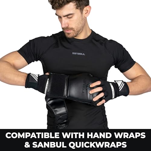 Sanabul Essential Gel Boxing Gloves for Men & Women, Kickboxing MMA, Muay Thai Gloves and Heavy Bag Training Punching & Sparring - color: AllBlack, size: 10 oz
