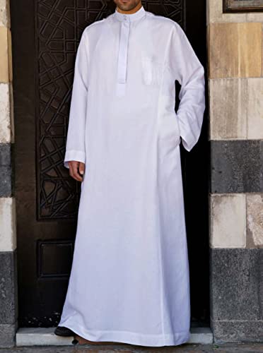 JPXH Men's Muslim Clothes Islamic Thobe Middle Eastern Kaftan Dress Abaya Dubai Arab Robes - size: Small