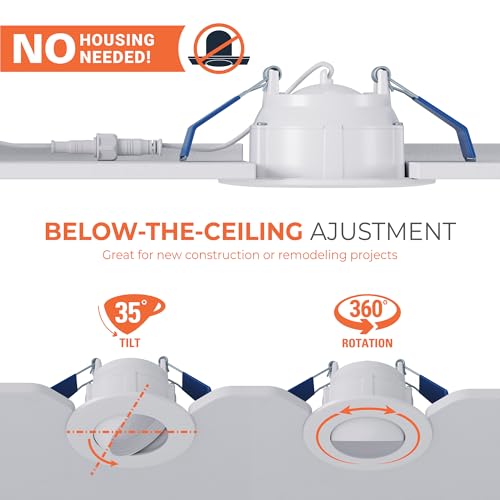 HALO RA 4 in Canless LED Recessed Downlight with Adjustable Gimbal, Selectable Lumens and Selectable Color Temperatures, Dim-to-Warm Technology, Damp Location Rated - RA4LS9FSD2W1EWHDM - size: 4 in