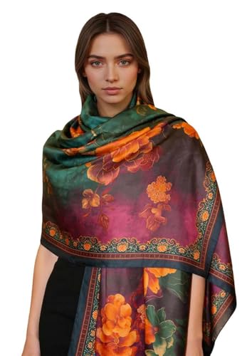 Xyueanlo Scarfs for Women Lightweight Scarves Fashion Print Floral Pattern Head Scarf Wraps Shawls - color: Rose Red