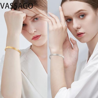 VASSAGO Ayatul Kursi Bracelet for Women Men Muslim Quran Allah Openable Bangles Arabic Calligraphy Cuff Bracelet Islam Eid Islamic Jewelry Gifts - color: Gold & Silver Ayatul Kursi bracelet