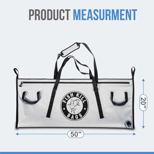 Insulated Fish Cooler Bag - Waterproof Leakproof PVC fishing Kill Bag with Carry Handles - Portable Fishing Cooler heavy bag for Boat & Kayak Use - size: (100 QT) 50" x 20"