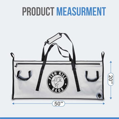 Insulated Fish Cooler Bag - Waterproof Leakproof PVC fishing Kill Bag with Carry Handles - Portable Fishing Cooler heavy bag for Boat & Kayak Use - size: (100 QT) 50" x 20"