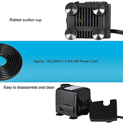 Decdeal 450L/H 6W Submersible Water Pump for Aquarium Tabletop Fountains Pond Water Gardens and Hydroponic Systems with 2 Nozzles, AC110V, US Plug