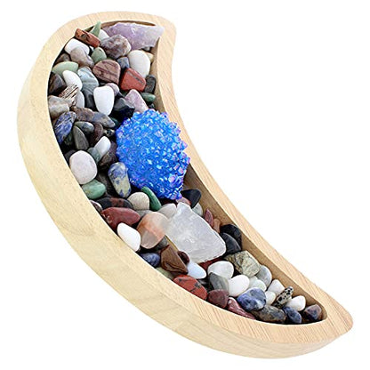 대형 달 모양 트레이 - 27.9cm(11인치) 크리스탈 홀더, 주얼리 플레이트, 에센셜 오일 접시, 크리스탈 디스플레이 스톤 트레이 - 문 볼 - 브라운 - color: 브라운.