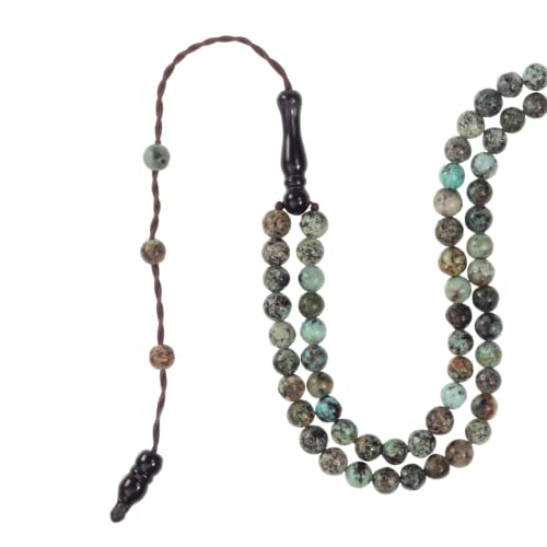 Tasbih Premium Muslim Prayer Beads Made with Natural Stone Beads for Daily Misbaha and Meditation (4mm (99 Beads), African Turquoise, Sky Blue) - color: African Turquoise, Sky Blue, size: 4mm (99 Beads)