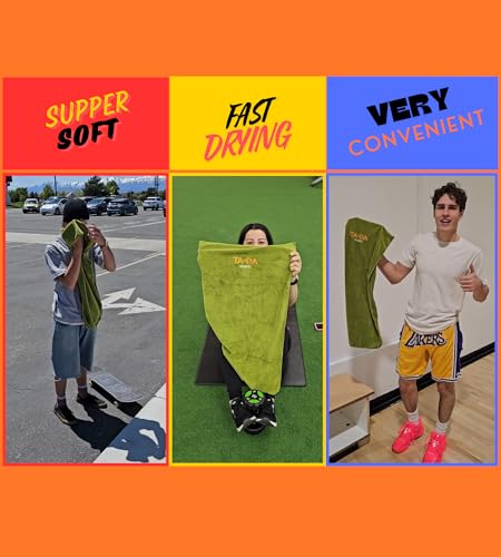 TA-DA Microfiber Towel | Back Pocket Insert on Hands and Fitness Items for Convenience. Sports Fitness Gym Workouts Yoga Pickleball Volleyball Hiking Etc. | 17" Inch X 32" Inch | 6 Pack | Green - color: Green