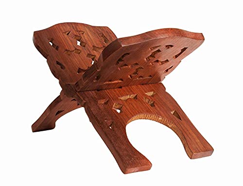 Sheesham Wooden Holy Book Stand Rehal, Brown, 12 Inch, for Pooja Reading Geeta, Bible, Quran