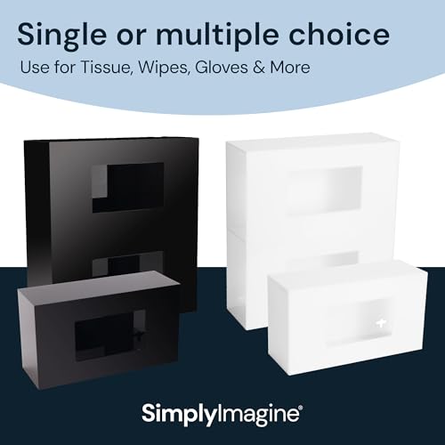SimplyImagine Black Glove Box Holder - Acrylic Wall Mount Dispenser | Side-loading acrylic glove dispenser - single - Use for nitrile & latex gloves in kitchen, garage & lab