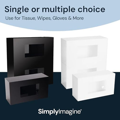 SimplyImagine Black Glove Box Holder - Acrylic Wall Mount Dispenser | Side-loading acrylic glove dispenser - single - Use for nitrile & latex gloves in kitchen, garage & lab