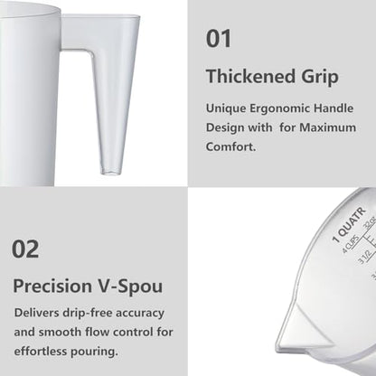 64oz Measuring Pitcher with Permanent Laser-Etched Markings | Food-contact grade PC, 8 Cup capacity with handle for brewing, dilution, motor oil, pool & lawn chemicals and kitchen use. - size: 64 Ounces