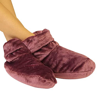 Mars Wellness Heated Microwavable Booties - Microwavable Socks Heated Booties for Women and Men - Herbal Hot/Cold Deep Slippers Women (Mauve) - color: Mauve, size: Pack of 1