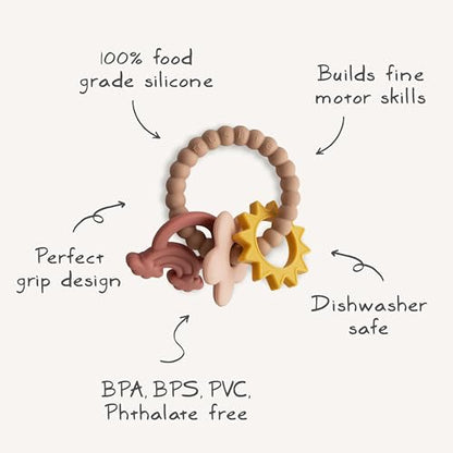 mushie Silicone Nature Teething Ring Toy - color: Nature