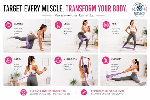 12 PCS Resistance Bands Set for Working Out – Fabric Booty & Long Exercise Bands for Women & Men with 3 Carry Bags, Door Anchor, Measuring Tape & Workout Guide