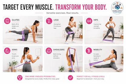 12 PCS Resistance Bands Set for Working Out – Fabric Booty & Long Exercise Bands for Women & Men with 3 Carry Bags, Door Anchor, Measuring Tape & Workout Guide