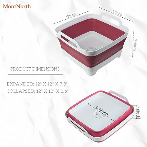 Collapsible Wash Basin 9L, Foldable Dish Tub with Drain Plug, Portable Collapsible Dish Basin, Camping Sink for Washing Dishes, Laundry & Kitchen Use (Viva Magenta) - color: Viva Magenta - Set of 1