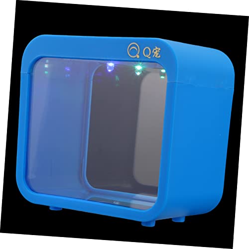 Mini Fish Tank with Light - Transparent Small Aquarium Betta Fish Bowl with 5 Color Changing Led Lights for Desktop Home Office Decor Easy to Clean and Detachable - color: Blue