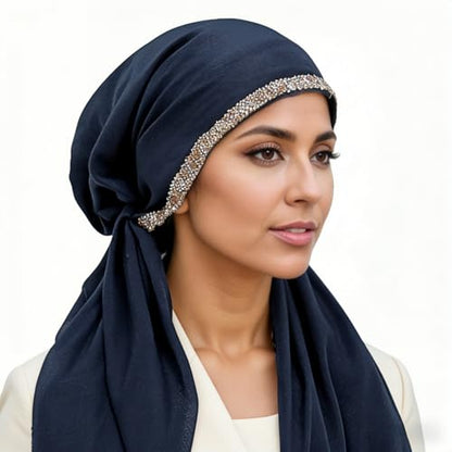 Instant Hijab for Women: Hijab Scarf, Hijabs for Women Muslim, Muslim Head Scarf, Easy Slip on - color: Navy Blue