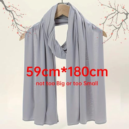 Soft Hijab Scarf for Muslim Women, 71" Long Head Wrap Shawl - color: Light Grey