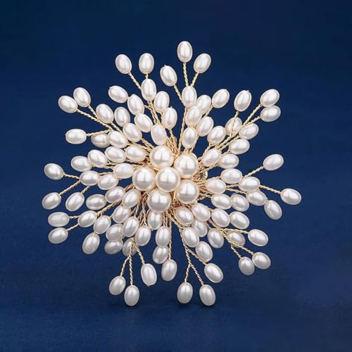 Large Flower Pearl Brooches for Women Fashion White Cluster Pearls Brooch Lapel Pins Fun Formal Dress Clothes Costume Pin Chunky Floral Jewelry Gift - color: Pearl2