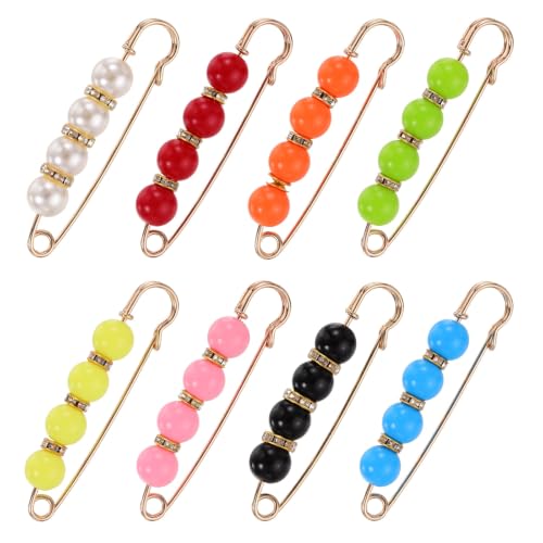 MECCANIXITY Pearl Brooch Pins Decorative Sweater Safety Pin Brooch - color: Bright Red/Pink/Blue/Orange/Yellow/Green/White/Black, size: 2.95"