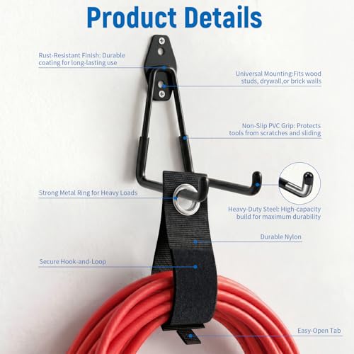 Large Garage Hooks Heavy Duty, 4 Pack 7.5 inch Garage Wall Hooks for Hanging Ladder, Kayak, Bike, Chair and Tool