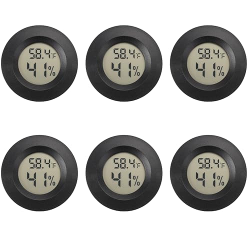 Mini Hygrometer Digital Thermometer Humidity Meter 6 Pack Hygrometer Thermometers Indoor/Outdoor Humidity Monitor Reptile Thermometer for Greenhouse Garden Cellar Fahrenheit(℉)/ Celsius(℃)