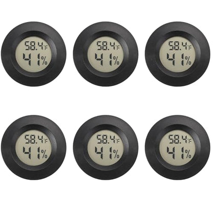 Mini Hygrometer Digital Thermometer Humidity Meter 6 Pack Hygrometer Thermometers Indoor/Outdoor Humidity Monitor Reptile Thermometer for Greenhouse Garden Cellar Fahrenheit(℉)/ Celsius(℃)