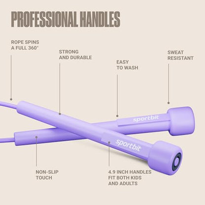 SPORTBIT Adjustable Jump Rope for Fitness and Exercise | Fitness and Exercise, Cardio, Boxing, and Weight Loss, Speed Rope, Men & Women - color: Purple