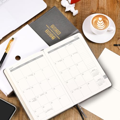 Planner 2026-2027 - 2026-2027 Planner Weekly and Monthly, Jul. 2026 - Jun. 2027, 5.75" x 8.25", Leather Planners with Thick Paper, Hardcover, Pen Loop, Back Pocket with Notes Pages - Grey - color: Grey