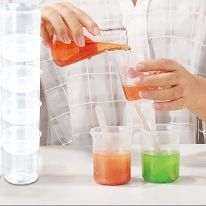 Graduated Cylinder Reusable Lightweight Measuring Cup for Kitchen Laboratory Test Plastic Portable Stackable(50ml)
