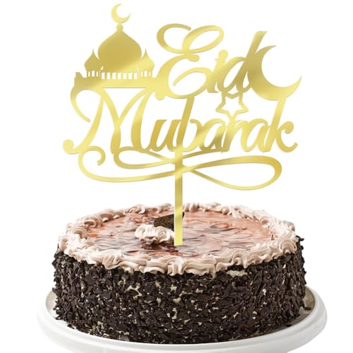 Acrylic gold Eid Mubarak Cake Topper - color: Acrylic Gold -1
