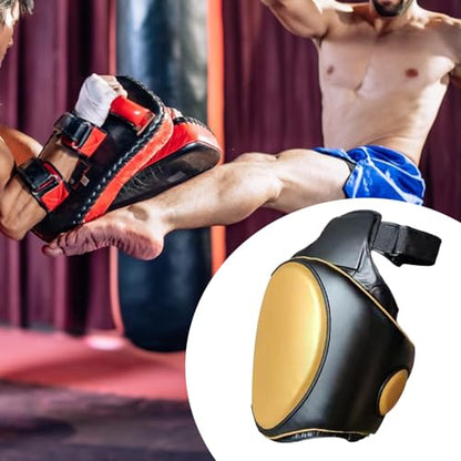 Yiju Kickboxing Thigh Pad Leg Kick Pad Versatile Body Protector Protect Pad for Taekwondo Karate Boxing Coach Trainer Equipment - color: Gold Right