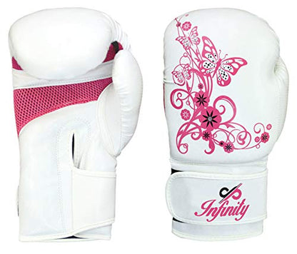 Womens Boxing Gloves Kids MMA Training Ladies Punching Mitts Girls Childrens - color: White Flower Boxing Gloves, size: 16Oz