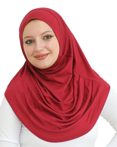 Prien Plain Ready To Wear Hijab for Women, Muslim Instant Turbans, Soft Jersey Scarf, Islamic Clothes, Long Hijabs, Abaya - color: Burgundy