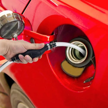 Siphon Pump for Gasoline Gas Oil Fuel Petrol Diesel Fluid Water Fish Tank, Fuel Siphon with 2 Durable PVC Syphon Hoses with Hose Clip, Metal Buckles, Fuel Transfer Pump