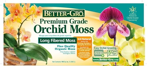 Better-Gro Premium Grade Orchid Moss - 100% Natural,Imported Sphagnum Moss for Orchids,Ferns,and Hostas,Excellent for Hanging Baskets and Propagating Plants - 190 Cubic Inches,(Pack of 2) - size: 190 cu. in. (Pack of 2)