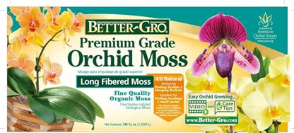 Better-Gro Premium Grade Orchid Moss - 100% Natural,Imported Sphagnum Moss for Orchids,Ferns,and Hostas,Excellent for Hanging Baskets and Propagating Plants - 190 Cubic Inches,(Pack of 2) - size: 190 cu. in. (Pack of 2)