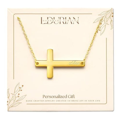 Ldurian Cross Name Necklace, Personalized Religious Cross Pendant Necklaces with Name Kimberly, Dainty 14K Gold-plated Baptism Gifts, Christian Gifts for Women Faith - color: Alex