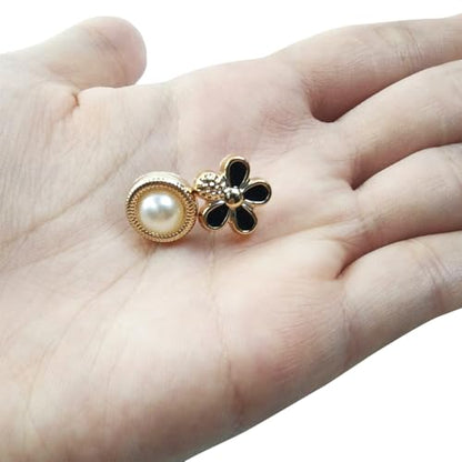 TIHOOD 100PCS Pearl Brooch Buttons, No Sew Instant Removable Reusable Cover Up Buttons Pins, Rhinestone Brooch Pins for Women Fashion, Replacement Safety Button