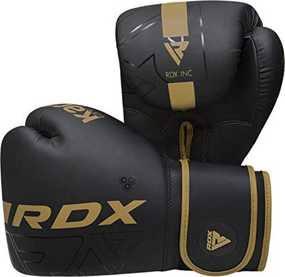RDX Boxing Gloves, Pro Training Sparring, Maya Hide Leather, Muay Thai MMA Kickboxing, Men Women Adult, Heavy Punching Bag Focus Mitts Pads Workout, Ventilated Palm, Multi Layered, 8 10 12 14 16 18 Oz - color: GOLDEN, size: 16 OZ