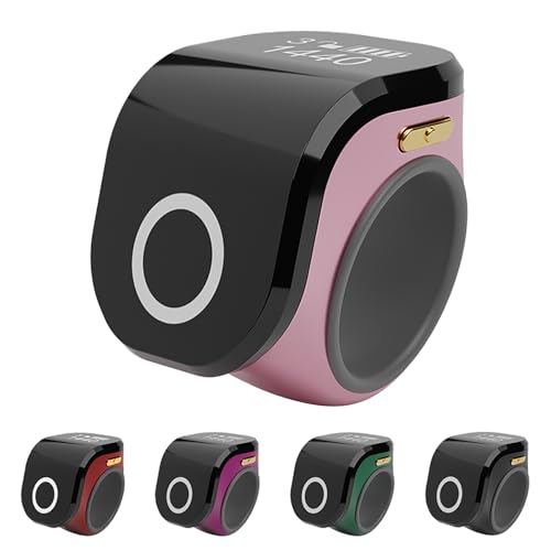 Electronic Finger Counter Clicker Ring, Digital Tally Counter with Vibration for Prayer & Dhikr, Tasbih Counting Rechargeable Row Counter Ring - color: Pink