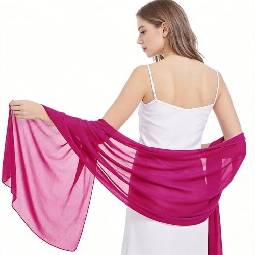 Chiffon Shawls and Wraps - Lightweight Scarve for Women Evening Dresses Wedding Bridal Formal Party - color: Fuchsia