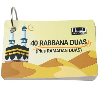 40 Rabbana Dua Cards – Arabic & English, Pocket-Sized, Includes Ramadan, Hajj & Umrah Duas, Easy-to-Read, Compact Prayer Cards for Travel, Pilgrimage & Daily Use