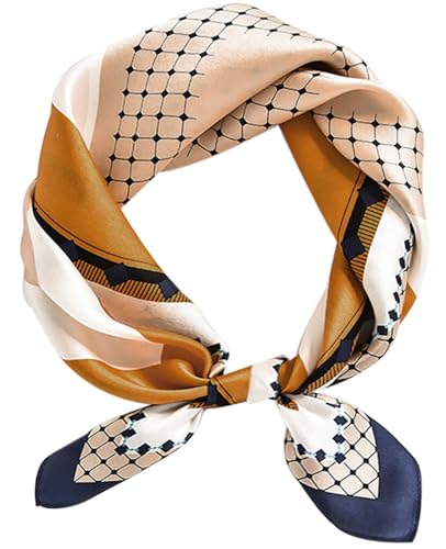 Dailyacc Hair Bandanas Scarf For Women Lightweight Fashion Neck Silk Satin Head Scarves For Sleeping Handbags Scarf - color: 27-diamond Shape Matching Color/27.5*27.5in