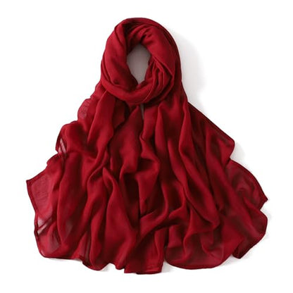 Viscose Hijab Scarf for Women Muslim Cotton Jersey Hijab Fashion Long Scarf Shawls - color: Burgundy