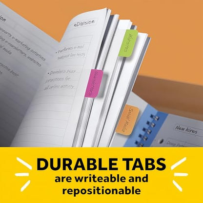 Printed Book Classification Tabs - Boho Theme Laminated Page Markers, Easy-to-Apply Large Print Tabs for Bibles, Notebooks & Study Books with Alignment Guide
