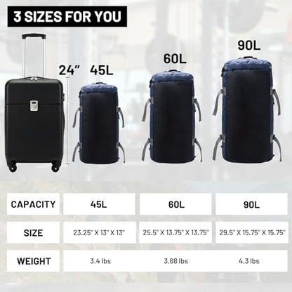 MIER 여행용 캠핑 체육관 스포츠용 대형 더플 백 백팩, 45L/60L/90L | 방수, 컨버터블 더플, 탈착식 백팩 스트랩, 신발 수납 공간, 튼튼한 타폴린, 3가지 사이즈 - color: 네이비 블루, size: 90L